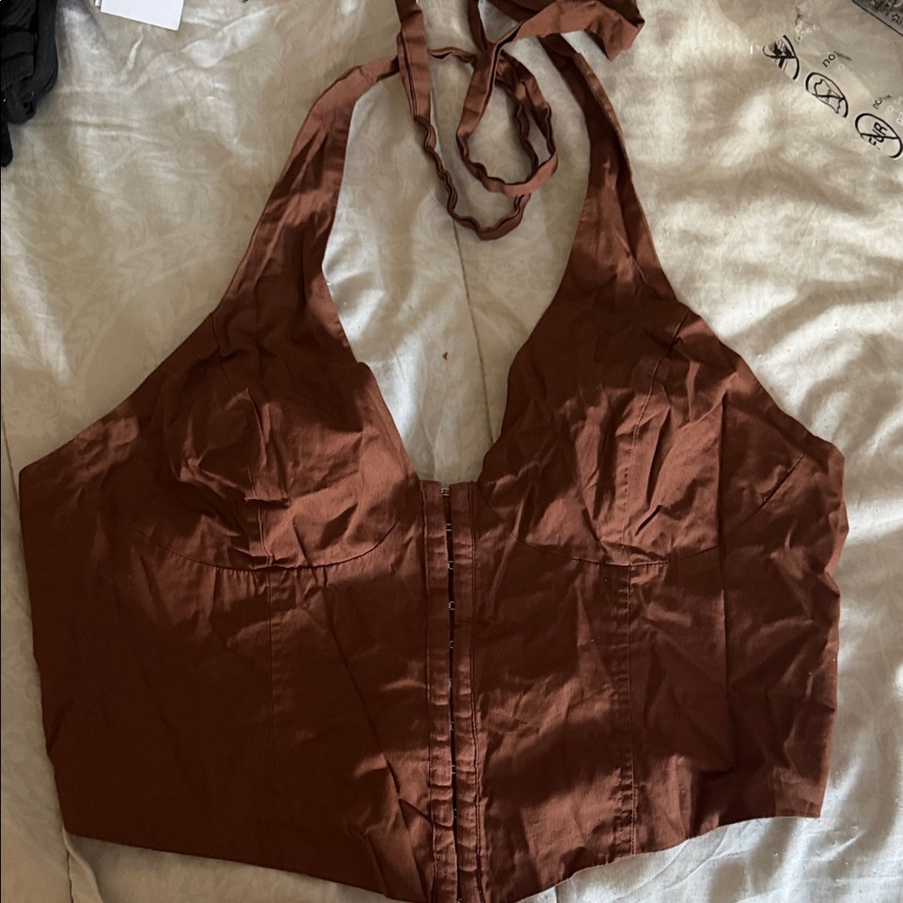 Forever 21 Rust Brown Halter Crop Top